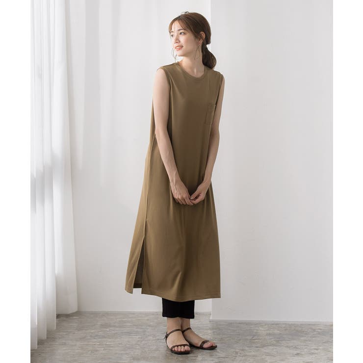 ミニポケットロングノースリワンピースワンピース ドレープスパン カットソー | Pierrot | 詳細画像7 