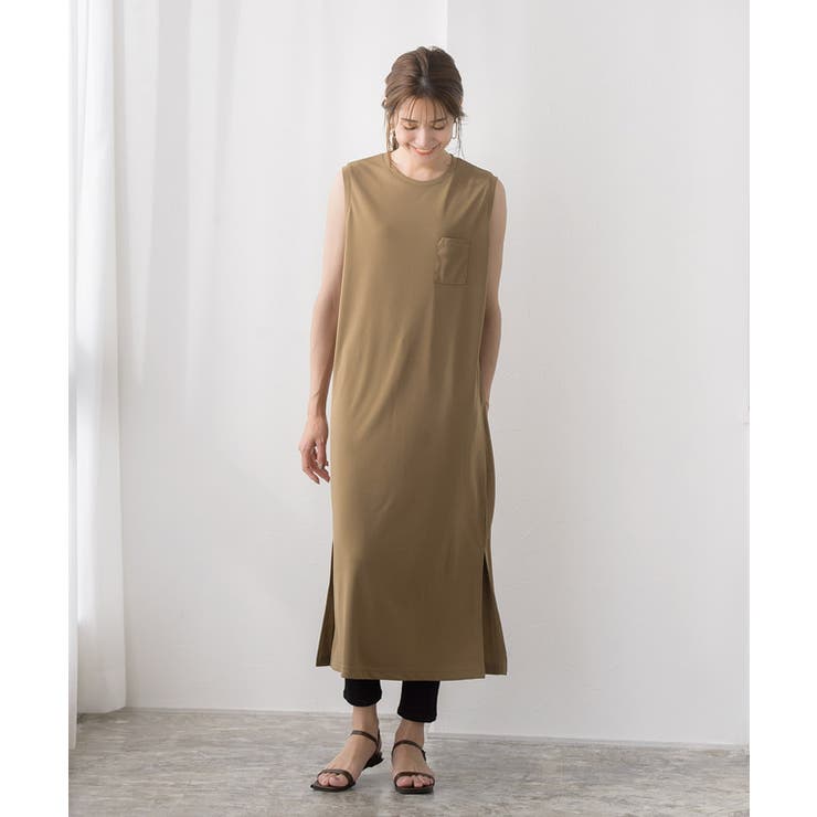 ミニポケットロングノースリワンピースワンピース ドレープスパン カットソー | Pierrot | 詳細画像10 