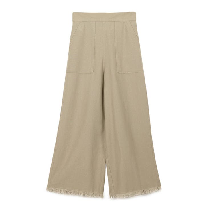 リネン/ベージュ | フリンジヘムパンツ パンツ ボトムス ワイド ロング フリンジヘム デニム | Pierrot