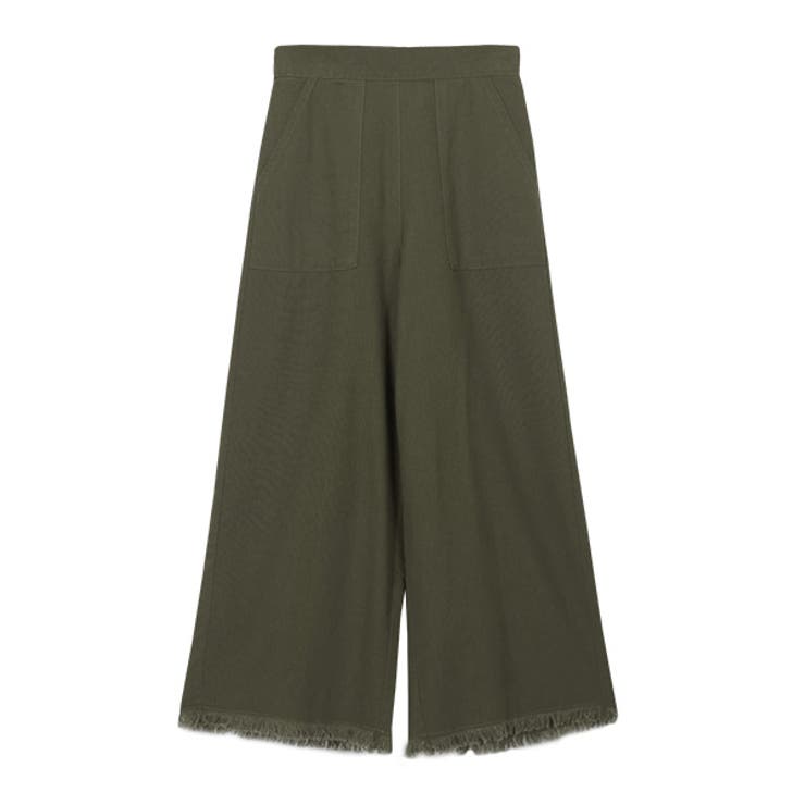 リネン/カーキ | フリンジヘムパンツ パンツ ボトムス ワイド ロング フリンジヘム デニム | Pierrot