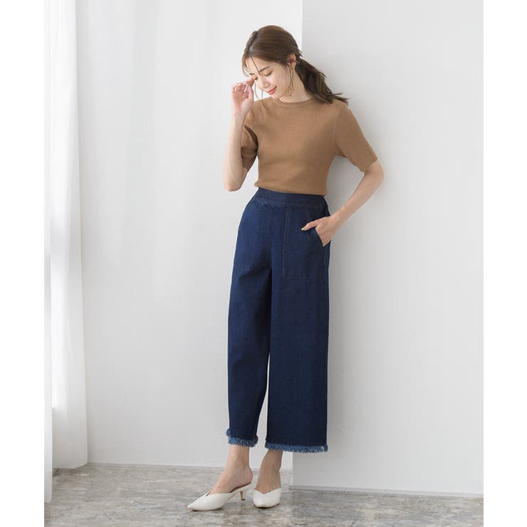 フリンジヘムパンツ パンツ ボトムス ワイド ロング フリンジヘム デニム | Pierrot | 詳細画像8 