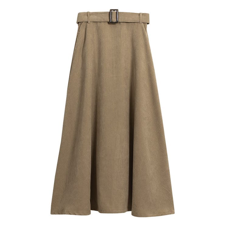モカ | コーデュロイ フレアスカート スカート フレア ロング丈 ベルト付き | Pierrot