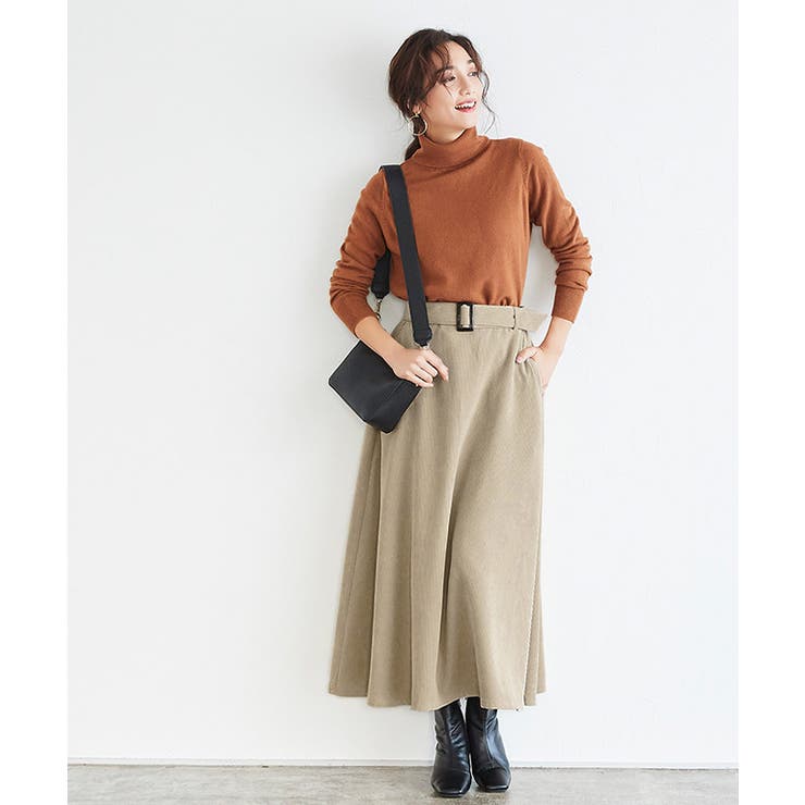 コーデュロイ フレアスカート スカート フレア ロング丈 ベルト付き | Pierrot | 詳細画像4 