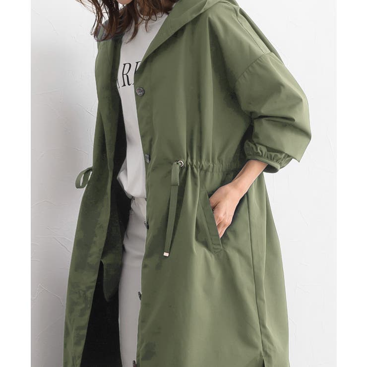 極美品イネド　ロングモッズコート スプリングコート　ドロスト　ギャザー(9) 1150000037395_0501.jpg