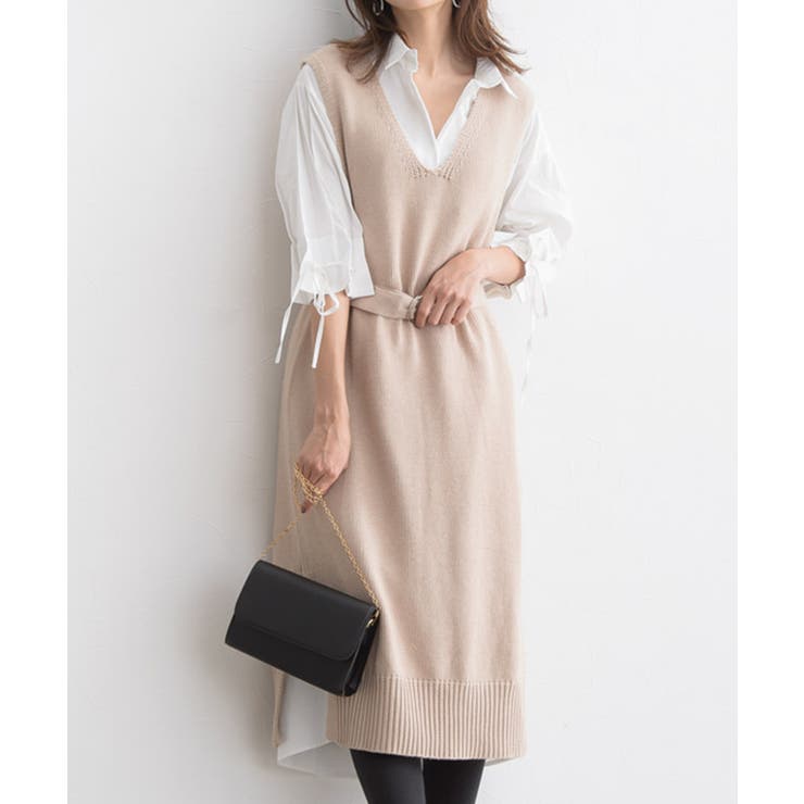 Vネックロングニットベスト ニット ベスト Vネック オフィス ノースリ 無地 品番 Prtw Pierrot ピエロ のレディース ファッション通販 Shoplist ショップリスト