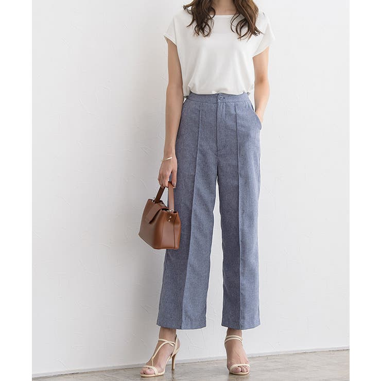 ネイビー | リネンライクセンターピンタックパンツ パンツ ワイドパンツ センターピンタック | Pierrot