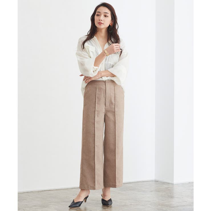 リネンライクセンターピンタックパンツ パンツ ワイドパンツ センターピンタック | Pierrot | 詳細画像9 