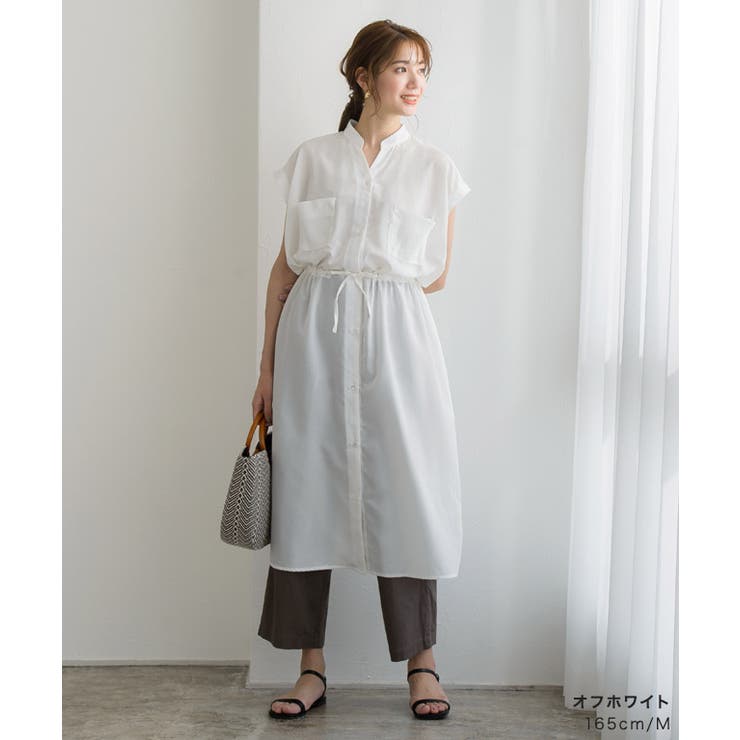 ウエストドロストシャツワンピース 羽織 シャツ シャツ
