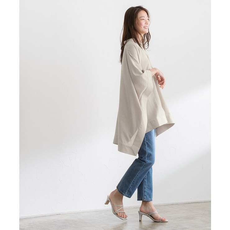 スクエアシャツポンチョ シャツ ブラウス ポンチョ スクエア