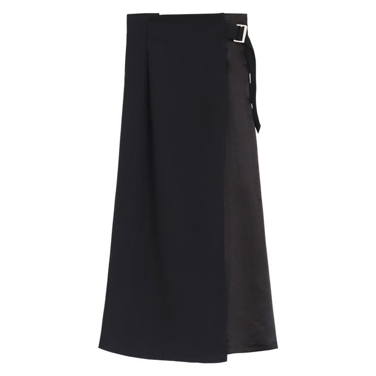 ブラック | 【CanCam8月号掲載アイテム】切り替えラップスカート スカート サイドベルト | Pierrot