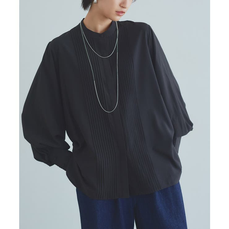 ブラック | [RASW]ピンタックボリュームスリーブブラウス | Pierrot