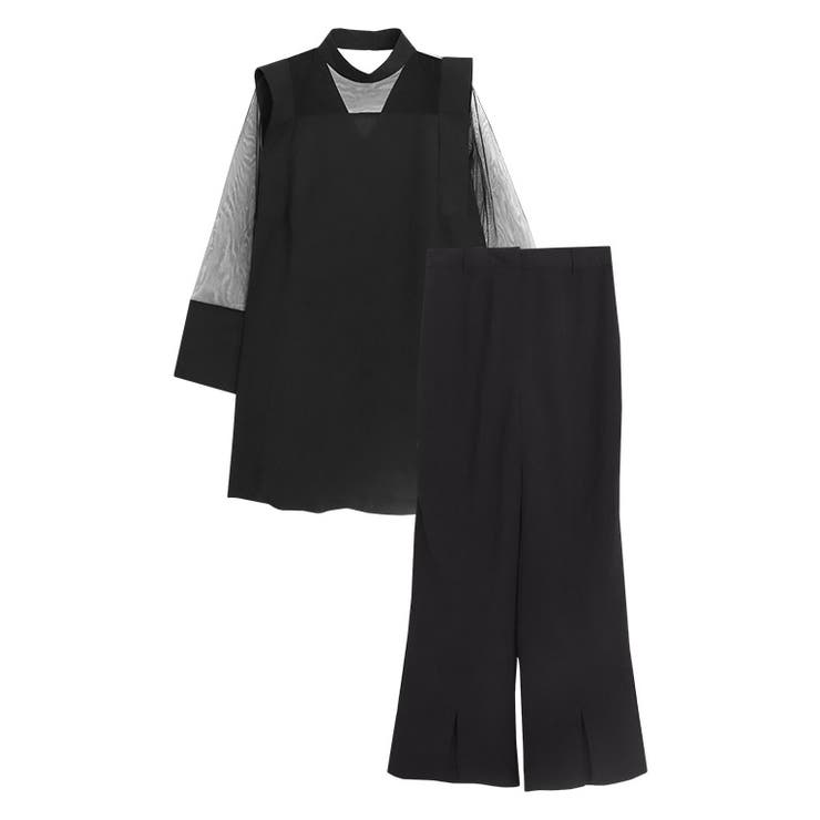デコルテシースルーチュニックセットアップ セットアップ パンツ