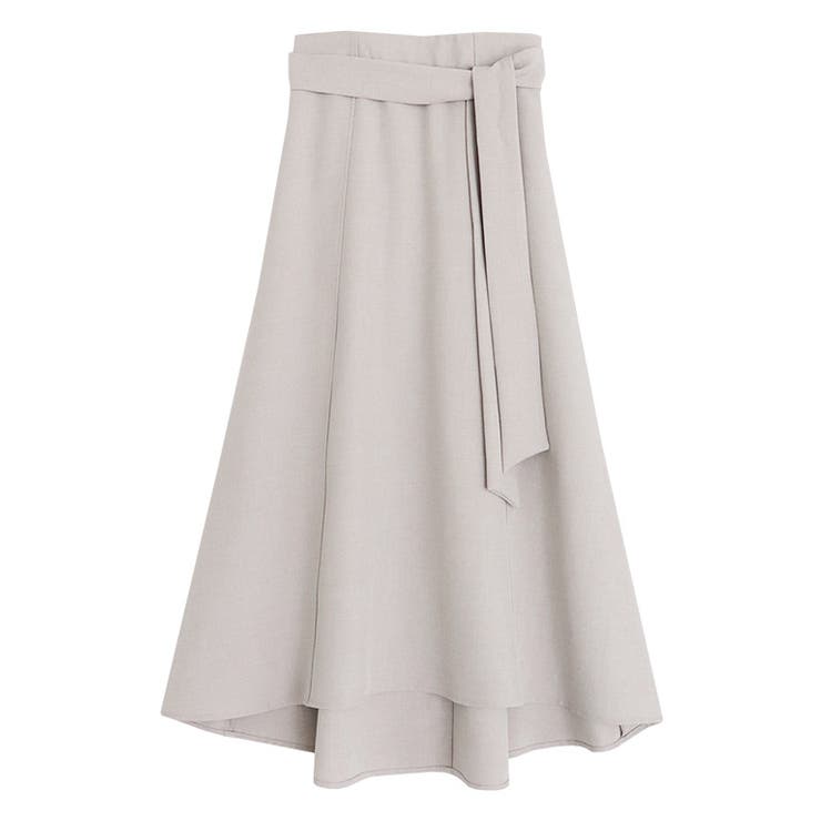 杢ベージュ | リネンライクベルト付フレアスカート スカート フレア | Pierrot