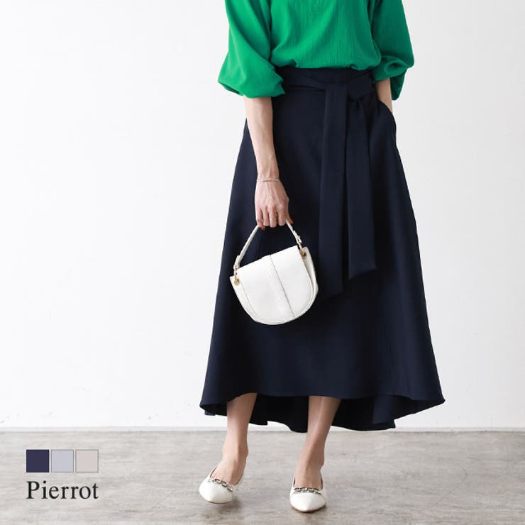 リネンライクベルト付フレアスカート スカート フレア | Pierrot | 詳細画像1 