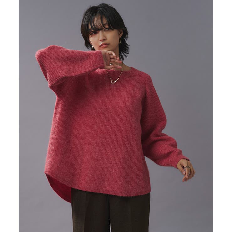 アルパカ混ボートネックニット ふわふわ ニット[品番：PRTW0003323