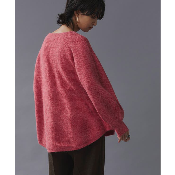 アルパカ混ボートネックニット ふわふわ ニット[品番：PRTW0003323