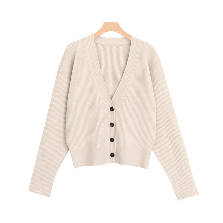 アイボリー | 【RASW】クロップド丈リブニットカーディガン カーディガン | Pierrot