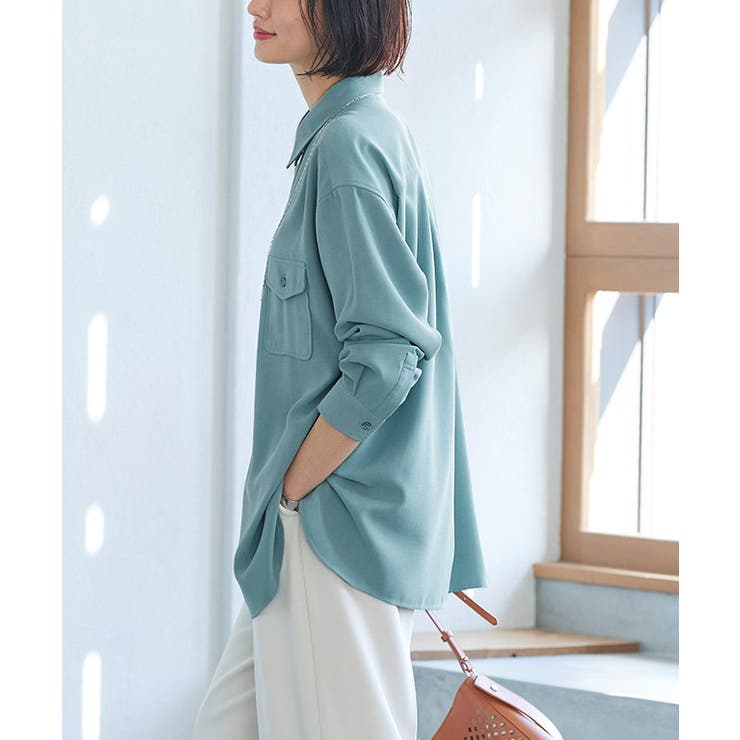 リネンライクシャツ シャツ リネンライク | Pierrot | 詳細画像8 