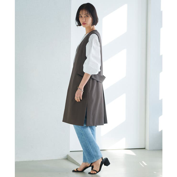 ノーカラージレ ジレ ロング[品番：PRTW0003528]｜Pierrot（ピエロ）のレディースファッション通販｜SHOPLIST（ショップリスト）