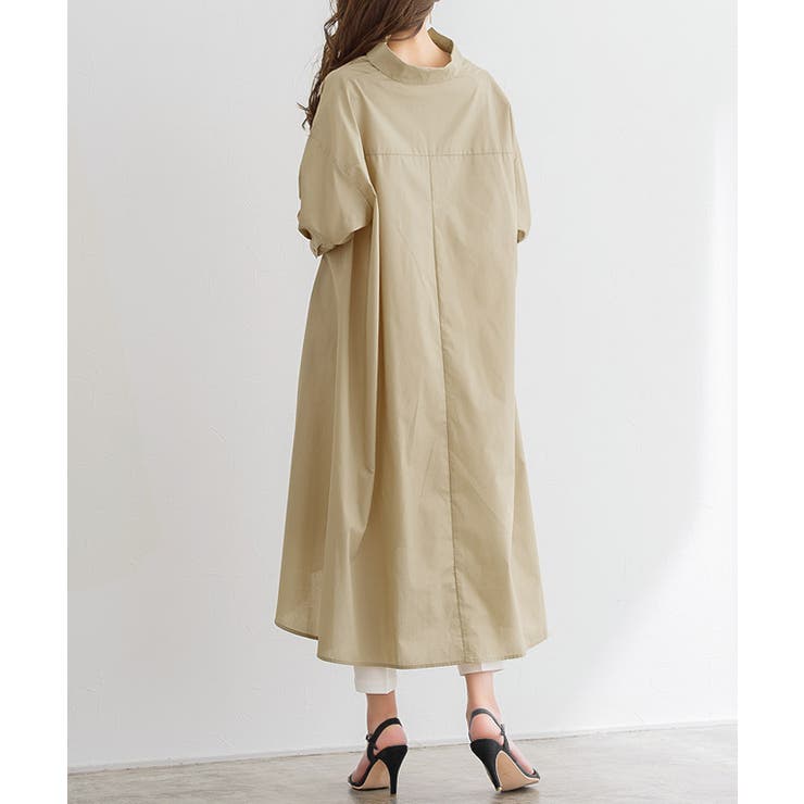 極美品✨スタイリスト ロングシャツワンピース Aライン ライトベージュ 極美品✨スタイリスト ロングシャツワンピース Aライン ライト