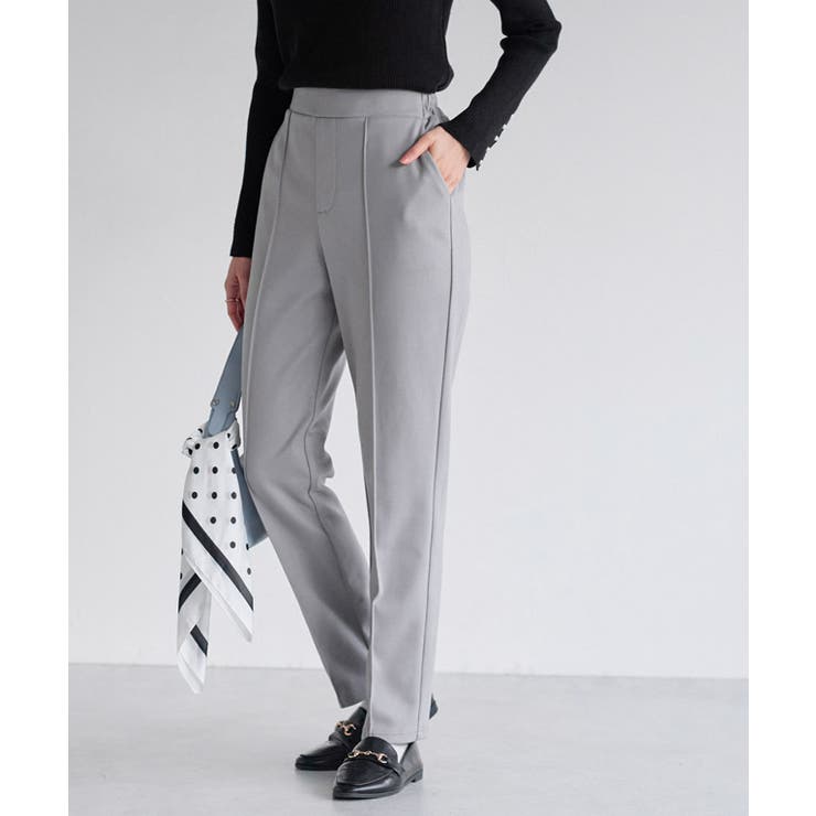 グレー | カット起毛ピンタックテーパードパンツ あったか カット起毛 | Pierrot