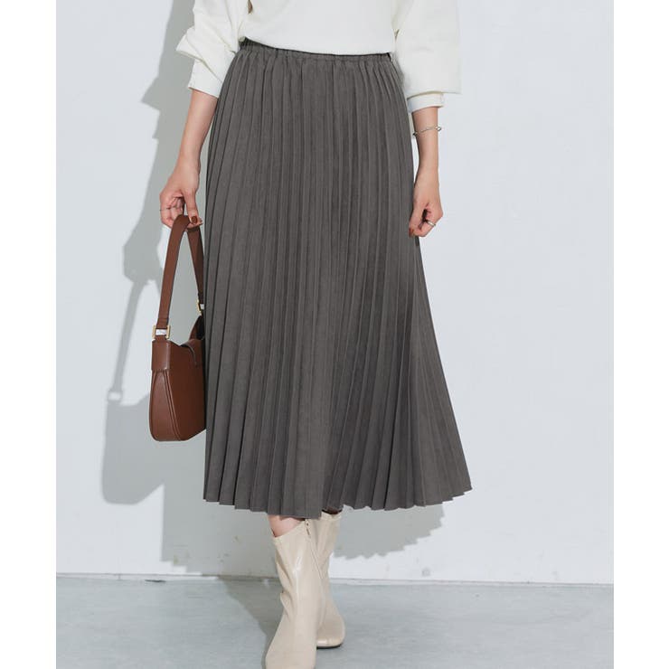 チャコール | フェイクスエードプリーツスカート プリーツスカート ロングスカート | Pierrot