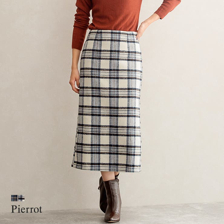 ウールタッチチェックスカート ロングスカート タイトスカート スカート 品番 Prtw Pierrot ピエロ のレディースファッション通販 Shoplist ショップリスト