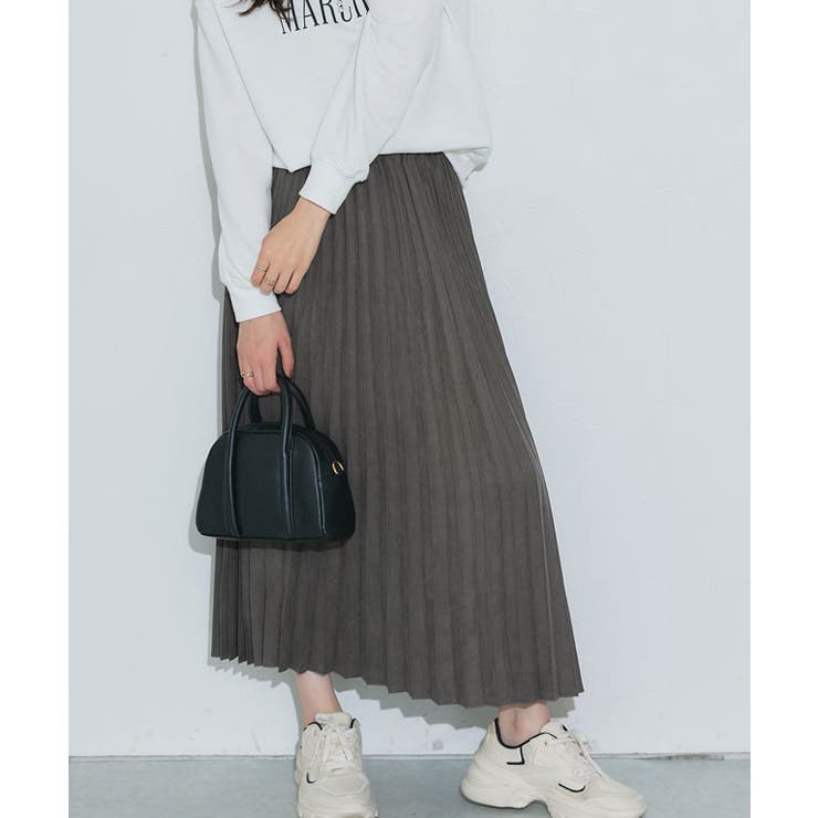 チャコール | フェイクスエードロングプリーツスカート スカート プリーツスカート | Pierrot