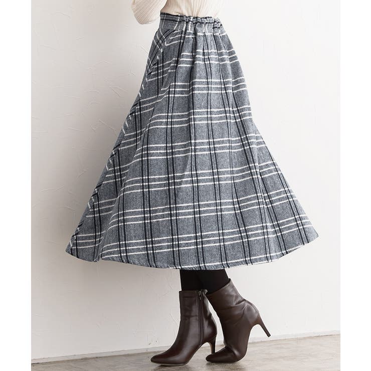 ウールタッチチェックフレアスカート スカート フレアスカート チェックスカート | Pierrot | 詳細画像10 