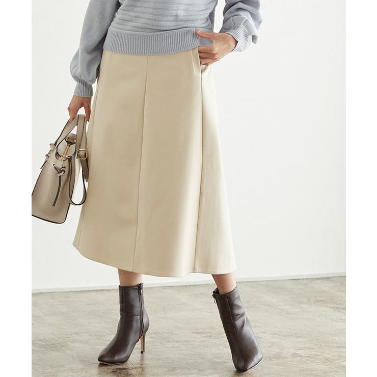 アイボリー | ウールタッチフレアスカート スカート フレアスカート Aラインスカート 膝下丈 | Pierrot