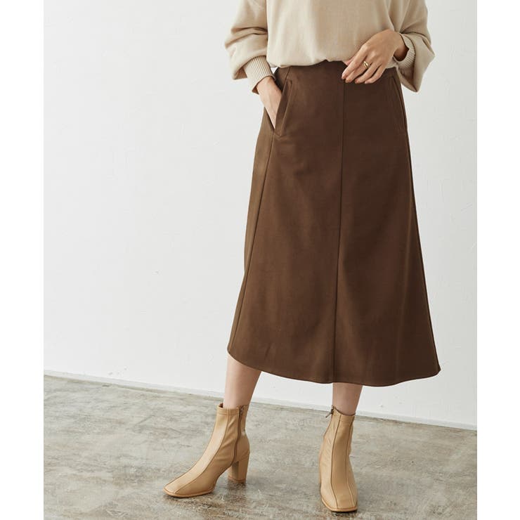 ブラウン | ウールタッチフレアスカート スカート フレアスカート Aラインスカート 膝下丈 | Pierrot