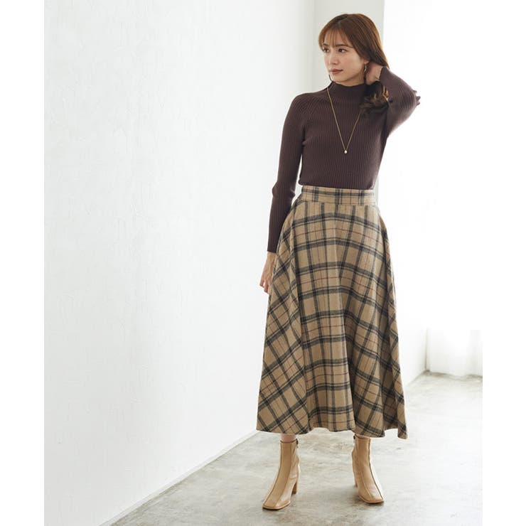 ウールタッチチェックフレアスカート スカート フレアスカート チェックスカート | Pierrot | 詳細画像4 