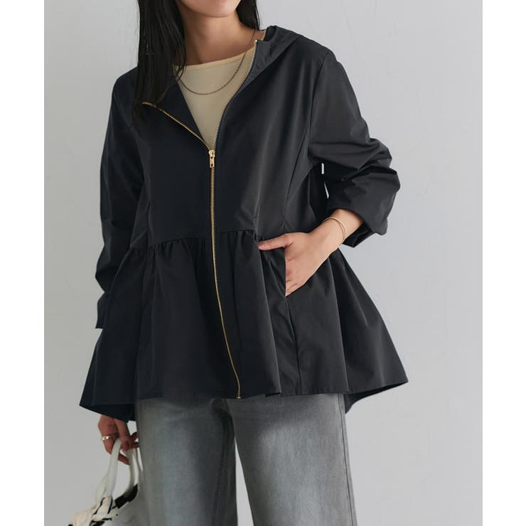 ブラック | ヘムフレアフーディブルゾン 春 春服 | Pierrot