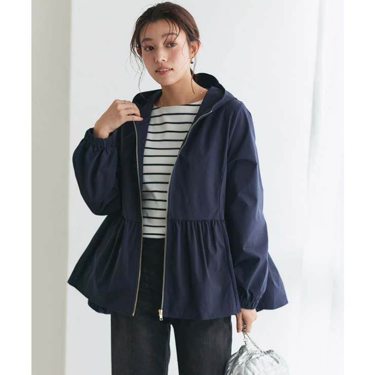 ネイビー | ヘムフレアフーディブルゾン 春 春服 | Pierrot