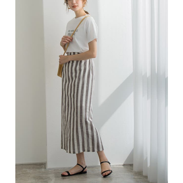 HANAE MORI フランス製 ストライプ柄 シルクスカート 38 3333342974379_3333342974416_1?