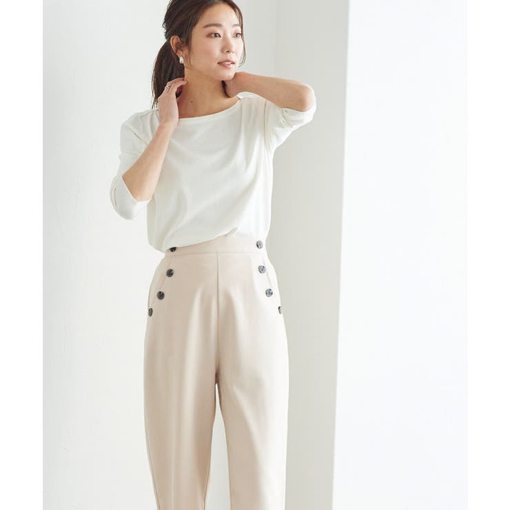 サイドボタンハイウエストパンツ ワイドパンツ ハイウエスト