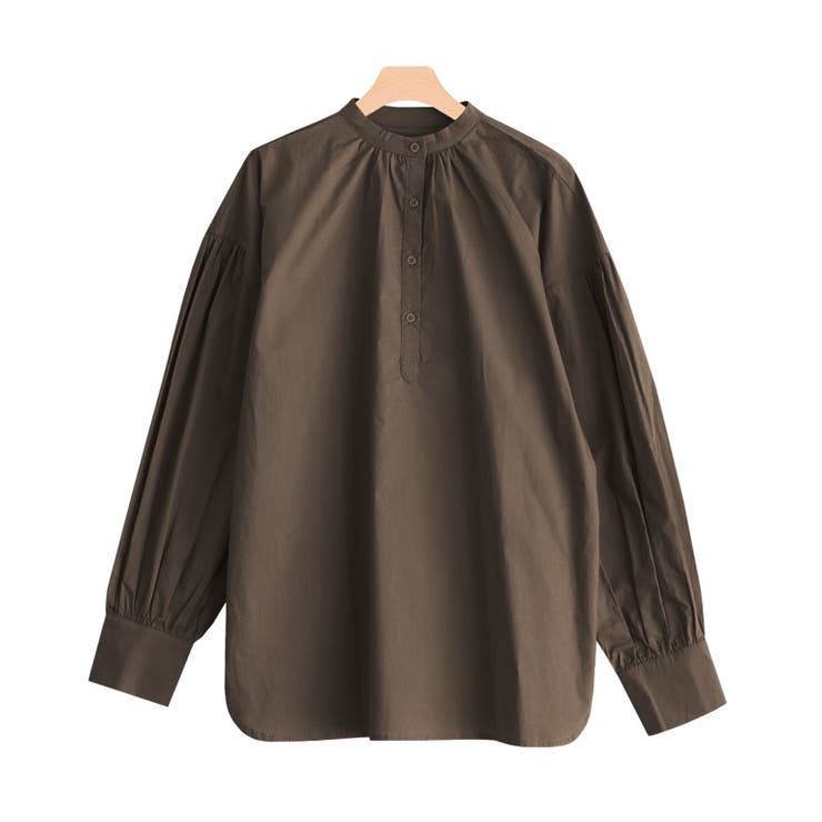 ブラウン | バンドカラーボリュームスリーブシャツ シャツ ブラウス | Pierrot