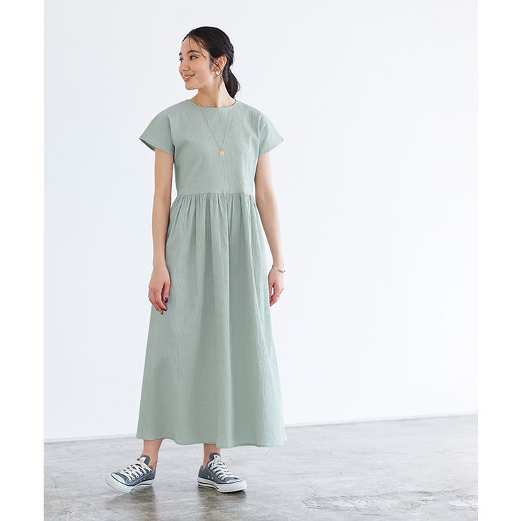 専用　新品　pot and tea ウエストギャザー　ワンピース pot and tea | 薄手ローンウェストギャザーOP 黒・グレー・ピンク