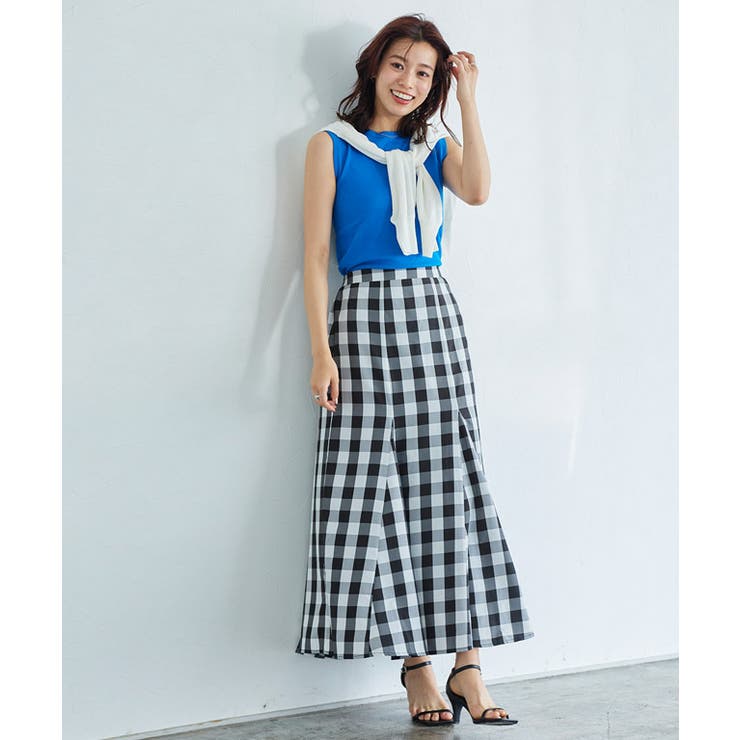 ʚ PINORE チェックスカートɞ Bonne Maman × ROPE' PICNIC】ギンガムチェックIラインスカート