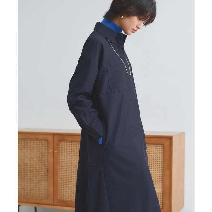 ダークネイビー | バックフレアシャツワンピース ワンピース シャツワンピース | Pierrot