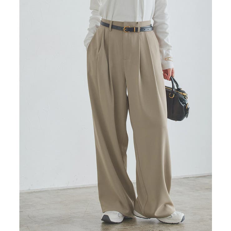 ベージュ | [RASW]ダブルタックドレープワイドパンツ パンツ ワイドパンツ | Pierrot