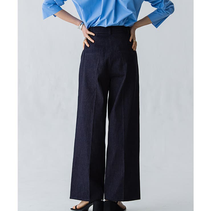 ピンタックスラックスデニムパンツ デニム パンツ[品番：PRTW0004200