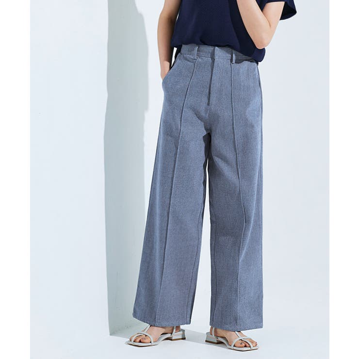 ピンタックスラックスデニムパンツ デニム パンツ[品番