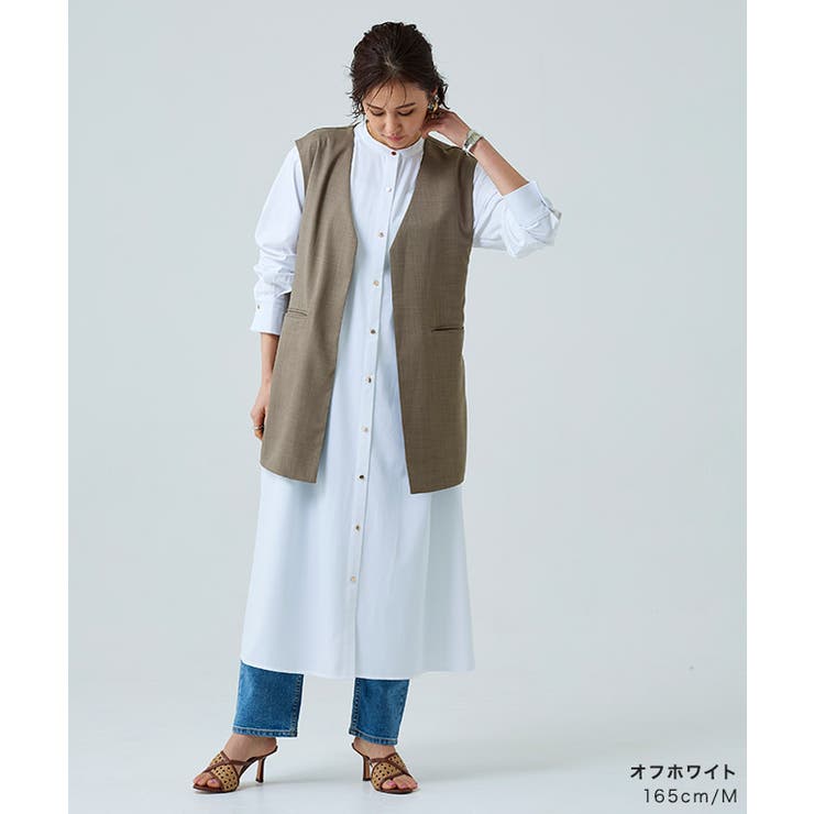 ゴールドボタンロングシャツワンピース ワンピース シャツワンピ