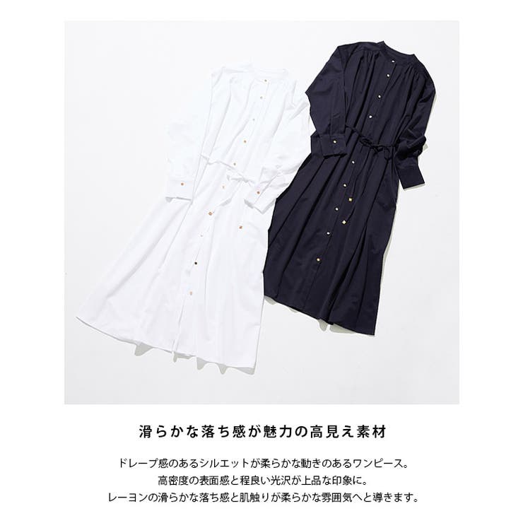 ゴールドボタンロングシャツワンピース ワンピース シャツワンピ