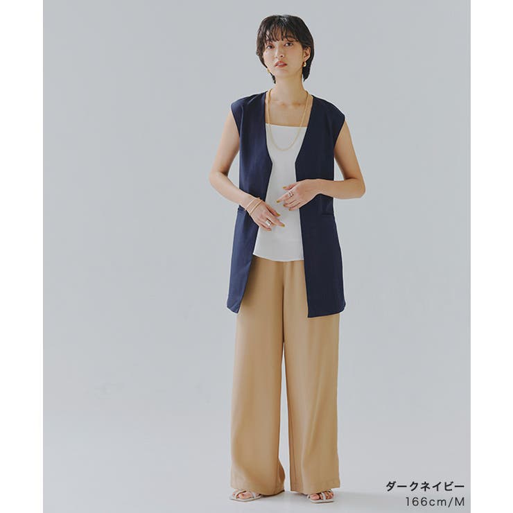 リネンライクバックスリットジレ ジレ ベスト[品番：PRTW0004196