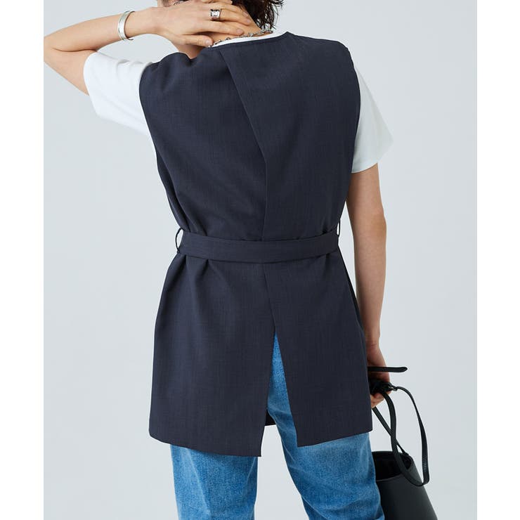 [RASW]リネンライクバックスリットジレ ジレ ベスト | Pierrot | 詳細画像10 