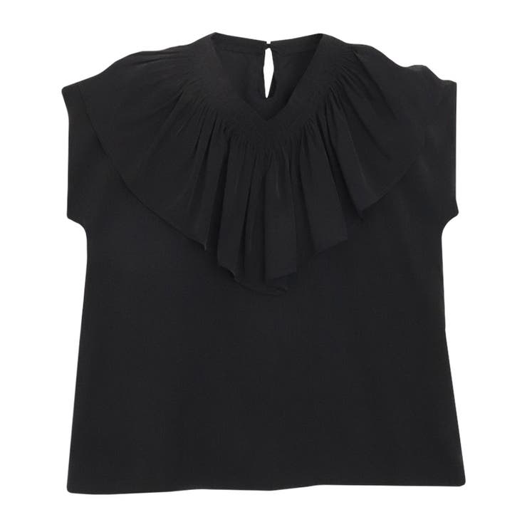 ブラック | シャーリングフリルカラーブラウス ブラウス フリル | Pierrot