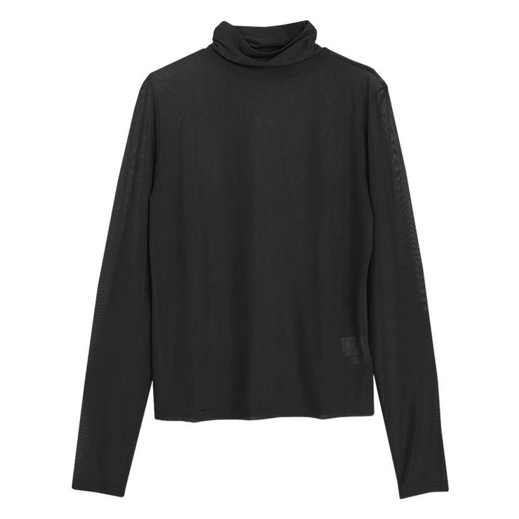 ブラック | チュールハイネックインナー トップス シアー | Pierrot