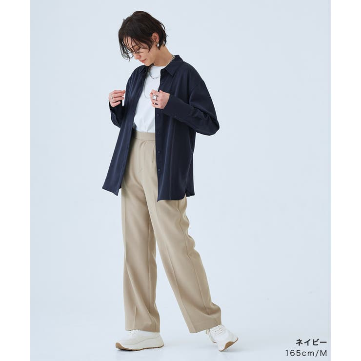 サテンベーシックシャツ シャツ サテン[品番：PRTW0004498